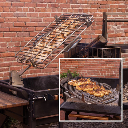 Backyard Discovery Argentine Santa Maria XL Wood Fire And Charcoal Steel Grill, Asado Clamp