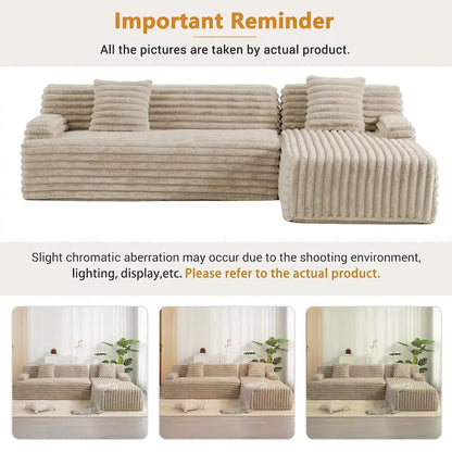 Cloud Sectional Sofa, Modern Upholstered Couch With 2 Throw Pillows, Free-Combined Sofa, Modular Sectional L Shaped Couch