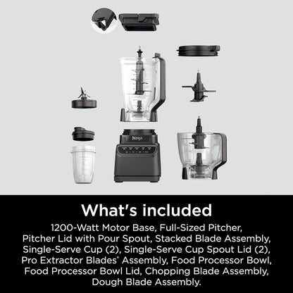 Ninja Mega Kitchen System, 1500-Watt, 72-Ounce Full-Size Blender And 8-Cup Food Processor With 2 16-Ounce To-Go Cups
