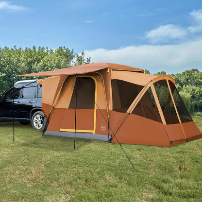 Timber Ridge 5-9 Person SUV Tent With Screen Porch And Awning For Family Camping, Weather Resistant And Portable Van Or Car Tent