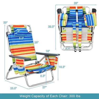 Costway 4-Pack Folding Backpack Beach Chair 5-Position Outdoor, See Details