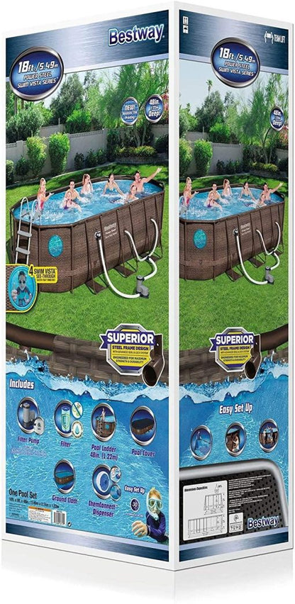 18 Ft. x 9 Ft. x 48 In. Swimming Pool Set With Pump And Maintenance Kit