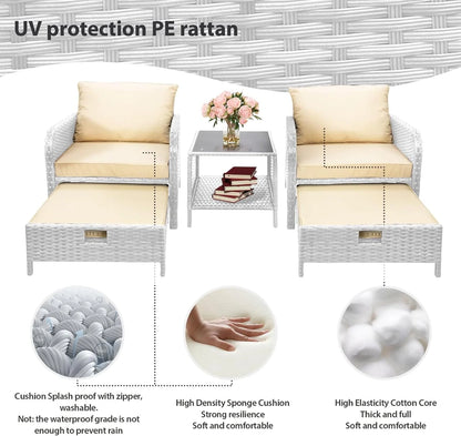 Leveleve Balcony Furniture 5 Piece Patio Conversation Set
