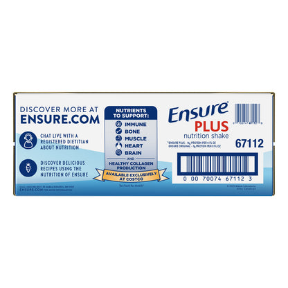 Ensure Plus Nutrition Shake, Vanilla, 8 Fl. Oz, 30-pack