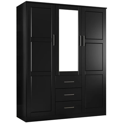 Palace Imports 100% Solid Wood Cosmo 3-Door Wardrobe Armoire With Solid Wood Or Mirrored Doors