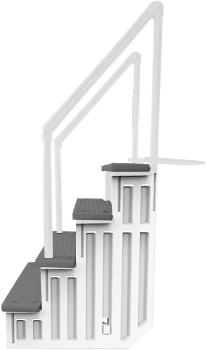 Select Anti-Slip in-Pool Steps, Gray, For Above Ground Swimming Pools, Can Mount To Decks 48 In. To 54 In. H, Safety Stairs Capacity Up To 300 Lbs