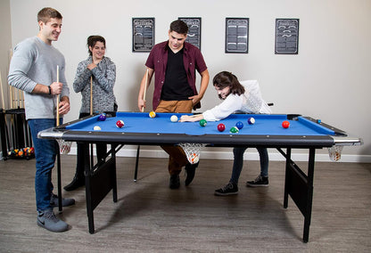 Hathaway Fairmont 6 Ft. Portable Pool Table, Adults Folding Billiards Tables For Game Room With Easy Foldable Storage