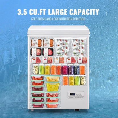 Chest Freezer 5.0Cubic Feet Deep Freezer Freestanding Freezers With 2 Removable Stainless Steel Basket