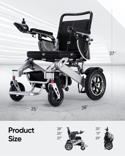 Electric Wheelchair, 25 Miles Longer Range, Foldable Power Wheelchair For Adults Seniors, 500W Dual Motors