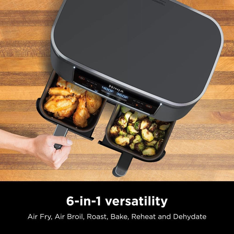 Ninja Foodi 10QT 6-in-1 DualZone Smart XL Air Fryer, 2 Independent 5QT Baskets, Smart Cook Thermometer, Match Cook, Smart Finish, Air Fry, DZ550