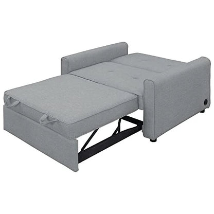 G 488243 Convertible Sleeper Sofa Bed MultiFunctional Adjustable Single Bed Chair With USB Port And 2 Pillows For Small Space Grey