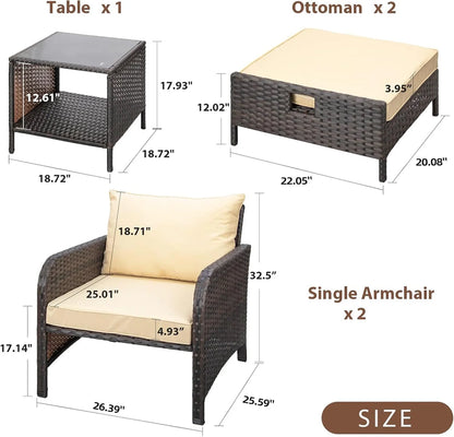 Leveleve Balcony Furniture 5 Piece Patio Conversation Set