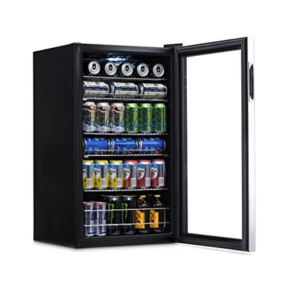 NewAir Beverage Refrigerator Cooler, 126 Cans Free Standing With Right Hinge Glass Door