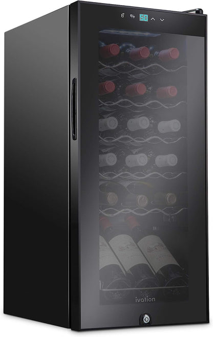 18 Bottle Compressor Wine Cooler Refrigerator w/Lock, Large Freestanding Wine Cellar For Red, White, Champagne Or Sparkling Wine
