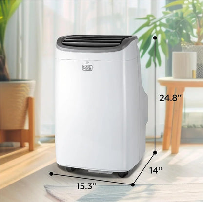 Black Plus Decker 10,000 BTU Portable Air Conditioner For Rooms Up To 450 Sq With Remote Control
