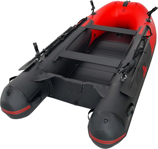 Inflatable Boat, Yacht Dinghy Tender Raft, Multi Person Fishing Boat, Aluminum Floor Oars, Fishing Rod Holders, Heavy-Duty PVC, 2024 Model