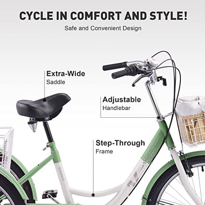 Viribus Adult Tricycle, 7 Speed Tricycle For Adults, 24 In. 3 Wheel Bikes For Adults With Baskets