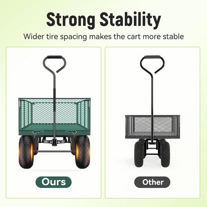 Steel Garden Cart, 2-in-1 1400 Lbs Heavy Duty Utility Wagon, With Removable Mesh Sides To Convert Into Flatbed
