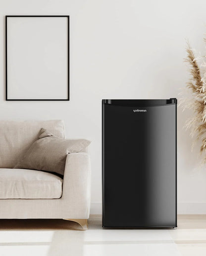 Upstreman 3.2 Cu. Ft. Mini Fridge With Freezer, Single Door Mini Fridge, Dorm Fridge, Adjustable Thermostat, Black-BR321