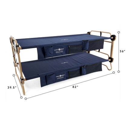 Disc-O-Bed XL Cam-O-Bunk Benchable Double Cot With Storage Organizers, Navy