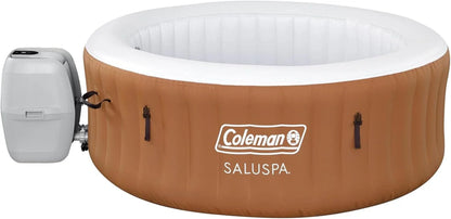 Coleman SaluSpa Miami AirJet 2 To 4 Person Round Inflatable Hot Tub Portable Outdoor Spa With 120 Soothing AirJets And Insulated Cover, Black