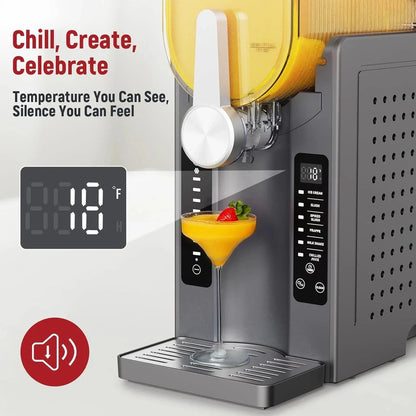 Slushie Machine, No Ice Needed All-in-One Slushy Maker For Home, Real-Time Temp Display, Auto-Clean, 6 Preset, Frozen Margaritas, Cocktails