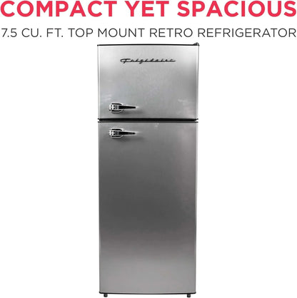 Frigidaire 2 Door Apartment Size Refrigerator Freezer Combo 7.5 Cu. Ft. Platinum Series Stainless