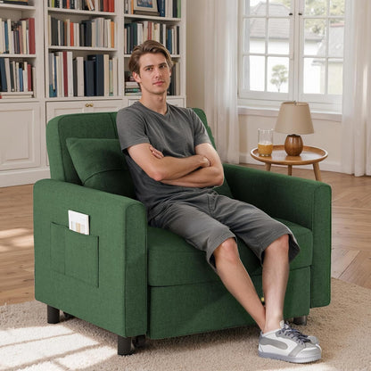 Sofa Bed Chair 3-in-1 Convertible Pullout Single Sleeper Chair Bed Spacious Multifunctional Sofa