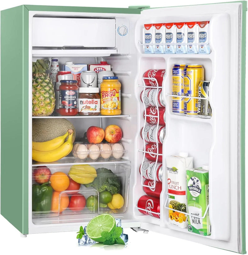 Upstreman 3.2 Cu. Ft. Mini Fridge Freezer Single Door Fridge Dorm Fridge Adjustable Thermostat