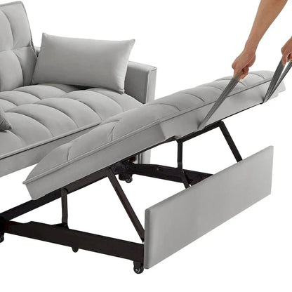 4 in1 Loveseat Sofa Bed With Armrests And Storage Pockets, Multi-Function Tufted Pull-Out Sofa Bed With Adjustable Backrest