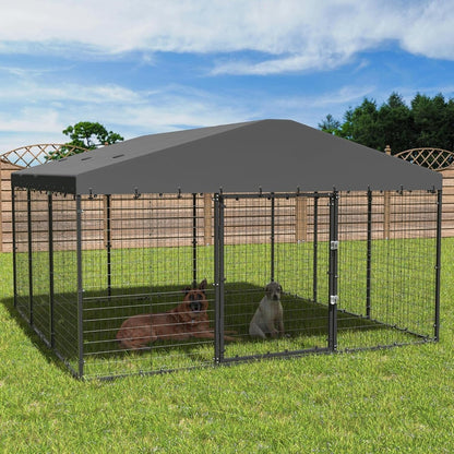 W 118 x D 118 x H 70 Large Outdoor Dog Kennel, Heavy Duty Dog Cage Enclosure With Waterproof Roof