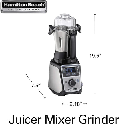 Hamilton Beach Professional 4-in-1 Juicer Mixer Grinder, Commercial-Grade 1400 Watt Motor, 120V, 3 Leakproof Jars, For Wet And Dry Spices, 58770