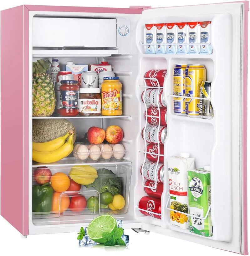 Upstreman 3.2 Cu. Ft. Mini Fridge Freezer Single Door Fridge Dorm Fridge Adjustable Thermostat