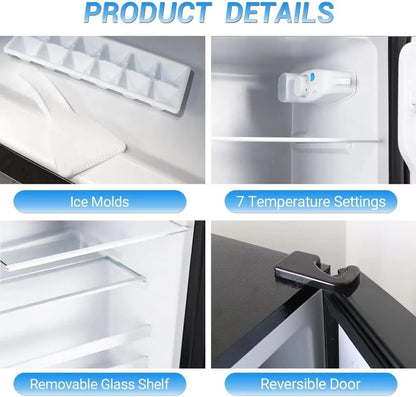 Apartment Size Refrigerator, 3.5 Cu. Ft. Samll Refrigerator With Freezer Suitable For Home And Apartments, Freestanding