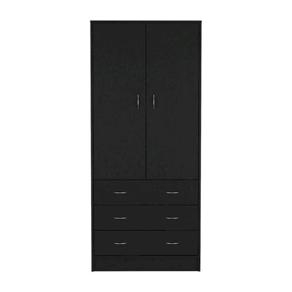 19 Modern Double-Door Armoire With 3 Drawers And 1 Hanging Rod For Bedroom