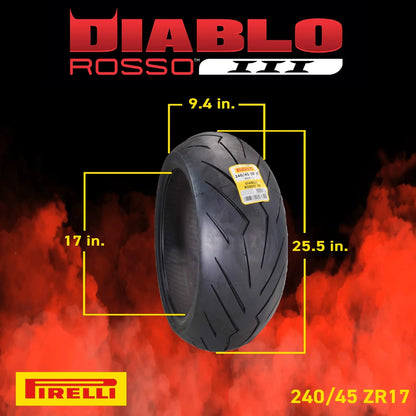 Pirelli Diablo Rosso III 120/70ZR17 Front And 240/45 ZR17 Rear Tire With Keychain