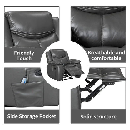Wide Seat Durable Leather Massage And Heat Recliner