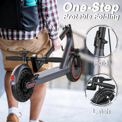 Electric Scooter, 350W/500W Powerful Motor, 8.5 In./10 In. Solid Tires, 19/22Mph, 28/21/12 Miles Range, Dual Braking
