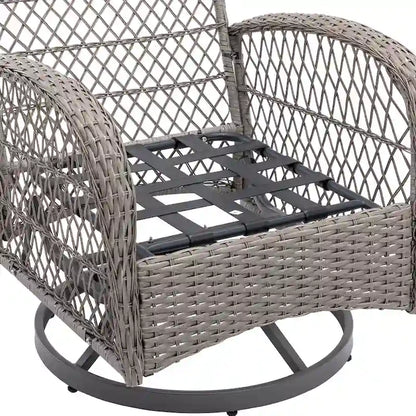 3 Pieces Outdoor Swivel Rocker Patio Chairs, 360 Degree Rocking Patio Conversation Set
