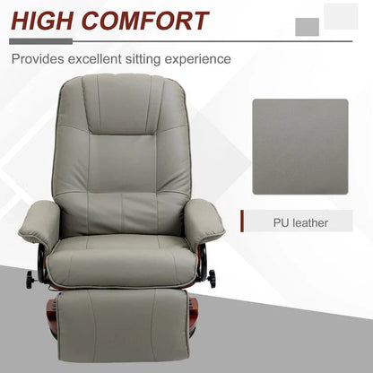 HomCom Faux Leather Adjustable Manual Swivel Base Recliner Chair With Comfortable And Relaxing Footrest