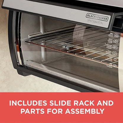 Black Decker SpaceMaker Under Counter Toaster Oven, Digital Controls, Black/Stainless Steel, Fits 9 In. Pizza Or 4 Slices
