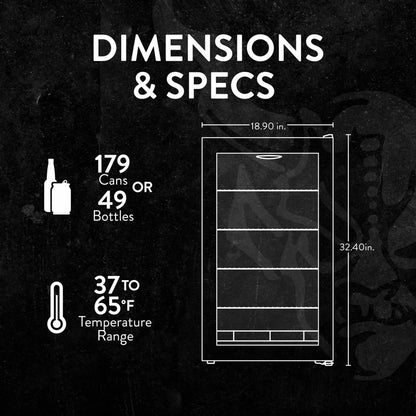 Beverage Refrigerator Cooler, 126 Cans Free Standing With Right Hinge Glass Door, Mini Fridge Beverage Organizer For Beer, Wine, Soda