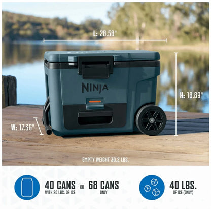 Ninja, Cooler, FrostVault 45QT Cooler With Wheels, Insulated With Temp Dry Storage Drawer, Keeps Ice Cold For Days, For The Beach, Camping, FB245AOB