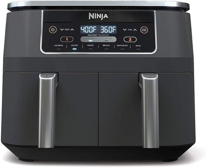Ninja DZ201 Foodi 8 Quart 6-in-1 DualZone 2-Basket Air Fryer With 2 Independent Frying Baskets, Match Cook And Smart Finish To Roast, Broil