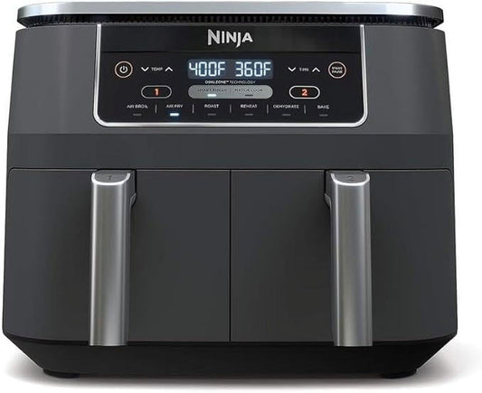 Ninja DZ201 Foodi 8 Quart 6-in-1 DualZone 2-Basket Air Fryer With 2 Independent Frying Baskets, Match Cook And Smart Finish To Roast, Broil