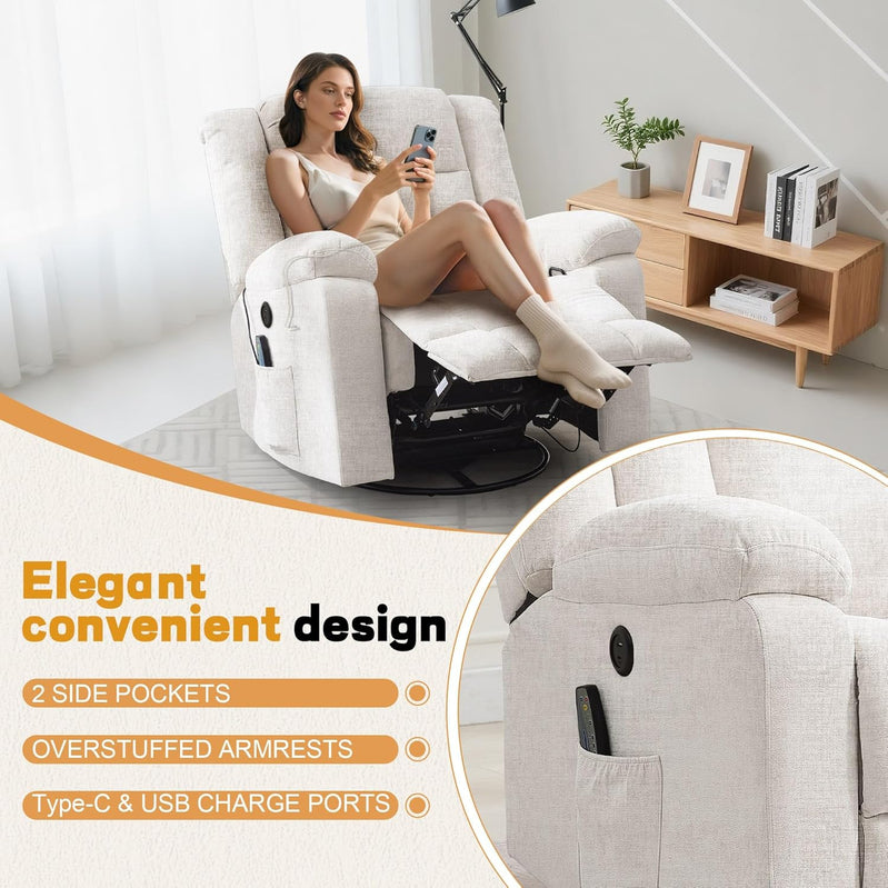 Rocker Recliner Glider Recliner Chairs For Adults 360 Degree Swivel Rocking Chair