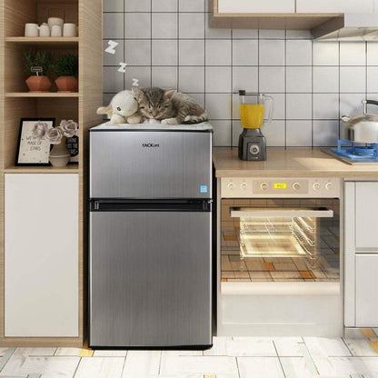 G Mini Fridge With Freezer, 3.1 Cu. Ft. Small Refrigerator, Compact Refrigerator With LED Light, 2 Doors, Mini Fridge For Bedroom, Office, HPVFR310