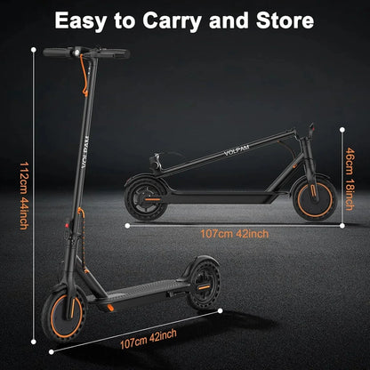 Electric Scooter, 350W/500W Powerful Motor, 8.5 In./10 In. Solid Rubber Tires, 19/22 Mph, 28/21/12 Mile Range, Dual Brakes