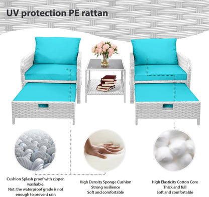 Leveleve Balcony Furniture 5 Piece Patio Conversation Set