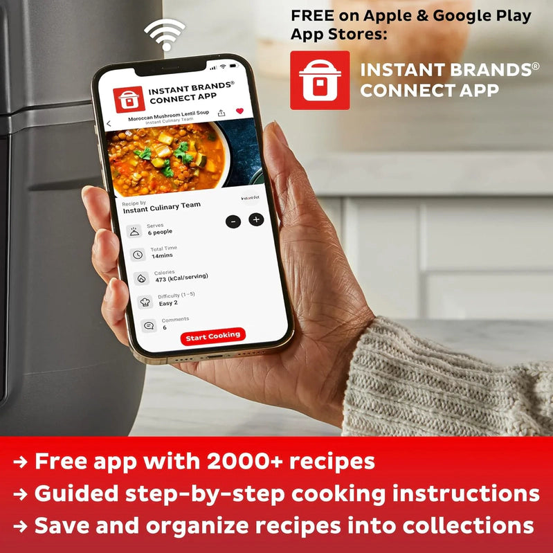 9-in-1 Multicooker, Pressure Cooker, Slow Cook, Rice Maker, Steamer, Sauté, Yogurt, Warmer And Sterilizer, Includes App With Over 800 Recipes